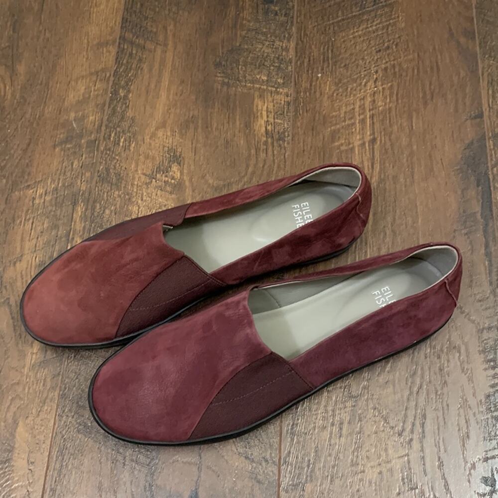 Eileen Fisher Suede Slip-on Burgundy Loafers